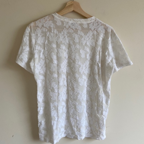 Wilfred Tarascon White Lace Appliqué Shirt Sheer - Picture 4 of 5